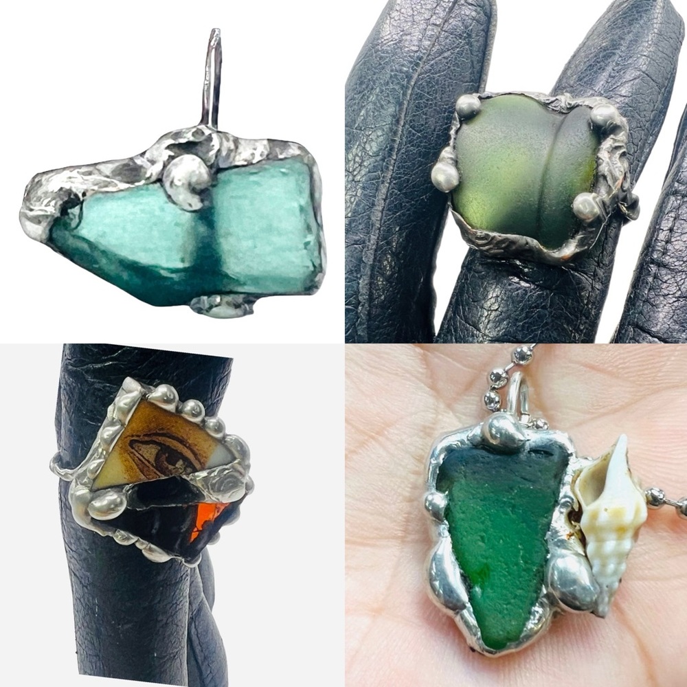 I create my pieces by incorporating mixed metals, mixed media & vintage jewelry - Picture 10 of 16